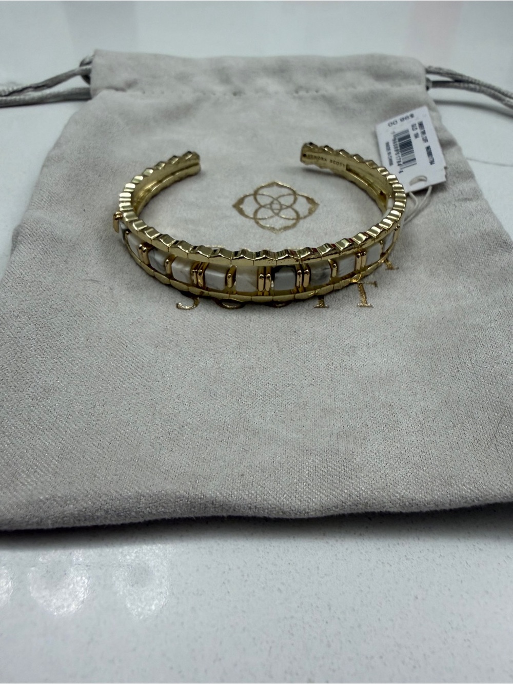 Kendra Scott Ember Gold and White Howlite Cuff Bracelet - Women Jewelry